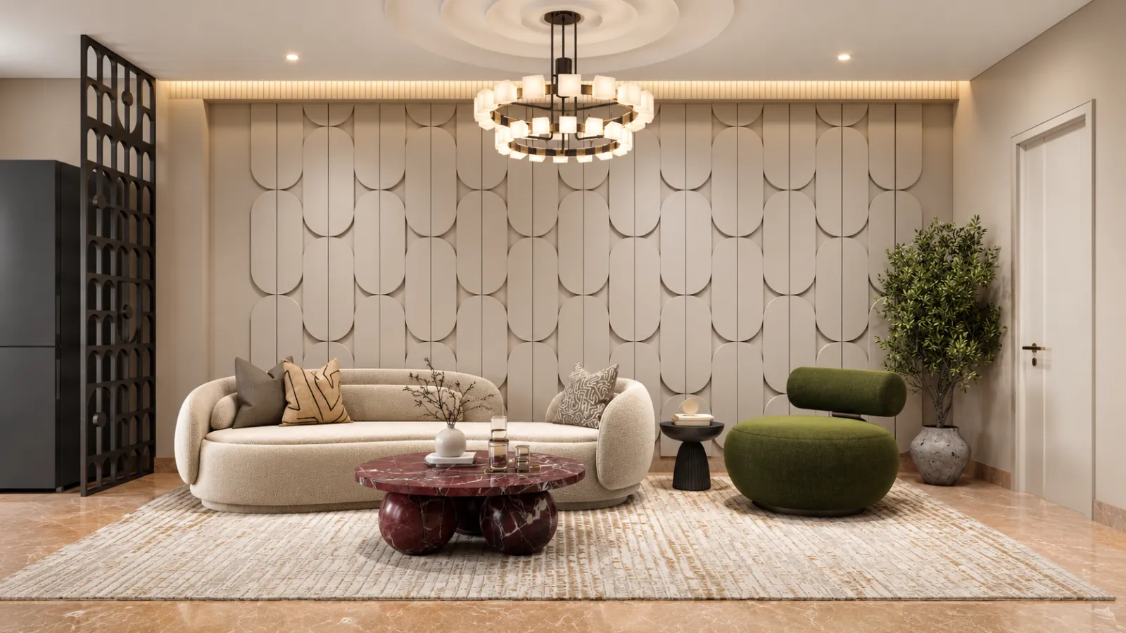 Maa Villa living room with a contemporary interior